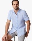 34 Heritage Linen Short Sleeve Shirt Hawaiian Ocean-Men's Shirts-Brooklyn-Vancouver-Yaletown-Canada