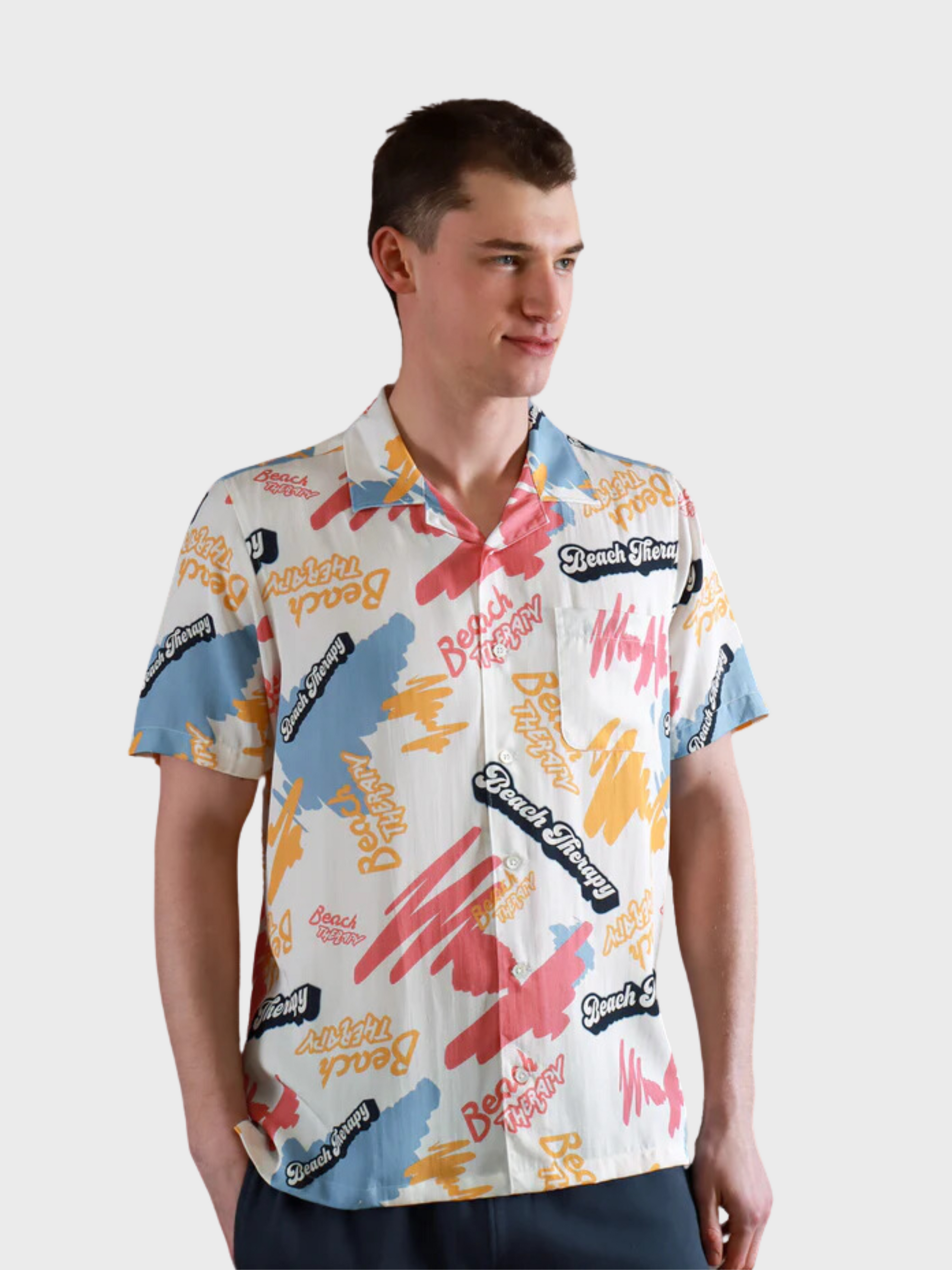 Far Afield Stachio SS Beach Therapy Button Up Snow White SS24-Men&#39;s Shirts-S-Howard-Surrey-Canada