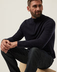 34 Heritage Cashmere Quarter Zip Sweater Dark Navy-Men's Sweaters-Brooklyn-Vancouver-Yaletown-Canada