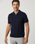 Fiesoli Jonny Polo Knit W Contrast Trim - Notte-Men's T-Shirts-Brooklyn-Vancouver-Yaletown-Canada