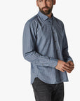 34 Heritage Herringbone Shirt Blue-Men's Shirts-Brooklyn-Vancouver-Yaletown-Canada