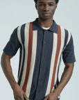 Far Afield Velzy Knitted Shirt - Simple Stripe - Navy/Multi-Men's Shirts-Brooklyn-Vancouver-Yaletown-Canada