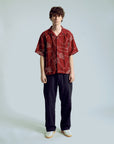 Far Afield Veloso Shirt - Embroidered Palms - Red-Men's Shirts-Brooklyn-Vancouver-Yaletown-Canada