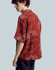 Far Afield Veloso Shirt - Embroidered Palms - Red-Men's Shirts-Brooklyn-Vancouver-Yaletown-Canada