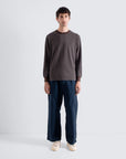 Far Afield Breton Stripe T-Shirt - Yarn Dyed - Grey/Brown-Men's Shirts-Brooklyn-Vancouver-Yaletown-Canada