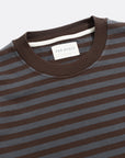 Far Afield Breton Stripe T-Shirt - Yarn Dyed - Grey/Brown-Men's Shirts-Brooklyn-Vancouver-Yaletown-Canada