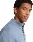 Barbour Cotton Half Zip Knitted Jumper - Tarn Blue-Men's Sweaters-Brooklyn-Vancouver-Yaletown-Canada