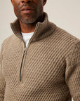 Peregrine Birchall Quarter Zip Jumper - Oak-Men's Sweaters-Brooklyn-Vancouver-Yaletown-Canada