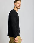 Easy Mondays T Shirt LS Henley Slub Black-Men's T-Shirts-Brooklyn-Vancouver-Yaletown-Canada