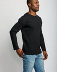 Easy Mondays L/S Crew Slub Black-Men's T-Shirts-Brooklyn-Vancouver-Yaletown-Canada