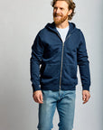 Easy Mondays Slub Cotton Zip Hoodie Navy-Men's Sweatshirts-Brooklyn-Vancouver-Yaletown-Canada