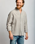 Easy Mondays Crinkle Button Down Stone-Men's Shirts-Brooklyn-Vancouver-Yaletown-Canada
