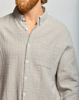 Easy Mondays Crinkle Button Down Stone-Men's Shirts-Brooklyn-Vancouver-Yaletown-Canada