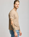 Easy Mondays Crew Neck Short Sleeve Cotton T-Shirt - Latte-Men's T-Shirts-Brooklyn-Vancouver-Yaletown-Canada