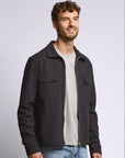 Easy Mondays Diagonal Zip Up Jacket - Black-Men's Jackets-Brooklyn-Vancouver-Yaletown-Canada