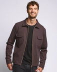 Easy Mondays Diagonal Zip Up Jacket - Espresso-Men's Jackets-Brooklyn-Vancouver-Yaletown-Canada