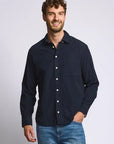 Easy Mondays Micro Corduroy Shirt - Navy-Men's Shirts-Brooklyn-Vancouver-Yaletown-Canada