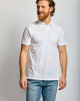 Easy Mondays Slub Cotton Polo White-Men's T-Shirts-Brooklyn-Vancouver-Yaletown-Canada