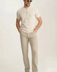 34 Heritage Striped Henley Beige-Men's T-Shirts-Brooklyn-Vancouver-Yaletown-Canada