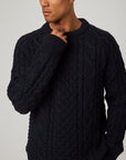 Peregrine Hudson Aran Jumper - Navy-Men's Sweaters-Brooklyn-Vancouver-Yaletown-Canada