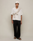 Merz Linen Bowling Short Sleeve Shirt - Light Stone-Men's Shirts-Brooklyn-Vancouver-Yaletown-Canada