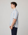 Peregrine Quay Cuban Collar Shirt - River Stripe-Men's Shirts-Brooklyn-Vancouver-Yaletown-Canada