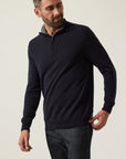 34 Heritage Cashmere Quarter Zip Sweater Dark Navy-Men's Sweaters-Brooklyn-Vancouver-Yaletown-Canada