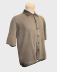 Arovescio Camicia Traforato "Wave" Full Button Down Polo - Bark-Men's Sweaters-Brooklyn-Vancouver-Yaletown-Canada