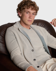 Arovescio Giacca Collo Rever Ml "Darkwash" Cardigen - Sand-Men's Sweaters-Brooklyn-Vancouver-Yaletown-Canada