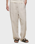 Merz Workers Linen Drawstring Pants - Light Stone-Men's Pants-Brooklyn-Vancouver-Yaletown-Canada