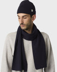 Merz Classic Scarf, Ribbed Structure, Merino Wool - dark navy-Men's Accessories-Brooklyn-Vancouver-Yaletown-Canada
