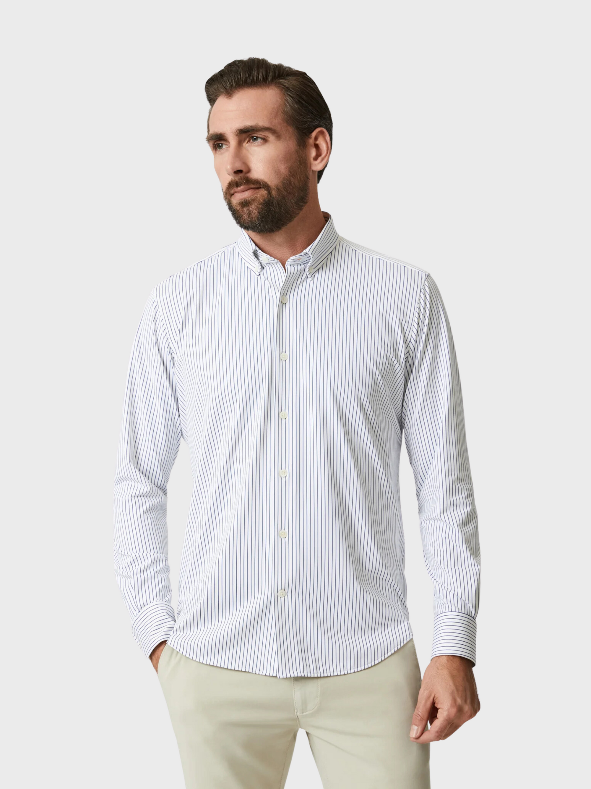 34 Heritage Stripe Shirt White-Men's Shirts-S-Howard-Surrey-Canada