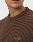 Aeronautica Militare Crewneck Sweater - Chestnut Brown-Men's Sweaters-Brooklyn-Vancouver-Yaletown-Canada