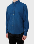 Outclass Herringbone LS Shirt Indigo-Men's Shirts-Brooklyn-Vancouver-Yaletown-Canada