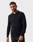 34 Heritage Cashmere Quarter Zip Sweater Dark Navy-Men's Sweaters-Brooklyn-Vancouver-Yaletown-Canada