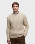 Barbour Lowfen Cable Crew - Stone-Men's Sweaters-Brooklyn-Vancouver-Yaletown-Canada