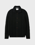 Peregrine Hudson Aran Cardigan - Black-Men's Sweaters-Brooklyn-Vancouver-Yaletown-Canada