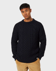Peregrine Hudson Aran Jumper - Navy-Men's Sweaters-Brooklyn-Vancouver-Yaletown-Canada