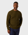 Peregrine Ford Crew Jumper - Olive-Men's Sweaters-Brooklyn-Vancouver-Yaletown-Canada