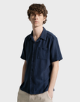 Far Afield Selleck Shirt - Dobby Stripe - Blue/Navy-Men's Shirts-Brooklyn-Vancouver-Yaletown-Canada