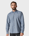 34 Heritage Herringbone Shirt Blue-Men's Shirts-Brooklyn-Vancouver-Yaletown-Canada