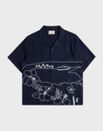 Far Afield Veloso Shirt - Embroidered Landscape - Navy-Men's Shirts-Brooklyn-Vancouver-Yaletown-Canada