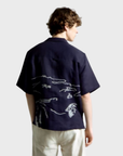 Far Afield Veloso Shirt - Embroidered Landscape - Navy-Men's Shirts-Brooklyn-Vancouver-Yaletown-Canada