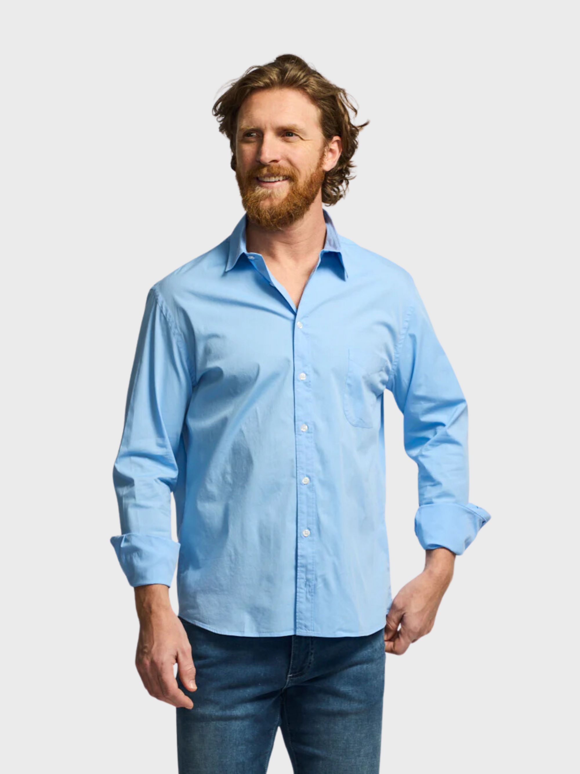 Easy Mondays Poplin Shirt Washed Blue SS24-Men's Shirts-XXL-Howard-Surrey-Canada