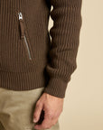Aeronautica Militare Full Zip Sweater - Chestnut Brown-Men's Sweaters-Brooklyn-Vancouver-Yaletown-Canada