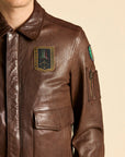 Aeronautica Militare Pilot Leather Jacket - Tobacco-Men's Leather Jackets-Brooklyn-Vancouver-Yaletown-Canada