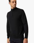 34 Heritage Quarter Zip Sweater Black-Men's Sweaters-Brooklyn-Vancouver-Yaletown-Canada