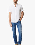 34 Heritage Linen Short Sleeve Shirt Bright White SS24-Men's Shirts-Howard-Surrey-Canada