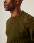 Peregrine Ford Crew Jumper - Olive-Men's Sweaters-Brooklyn-Vancouver-Yaletown-Canada