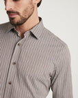 34 Heritage Striped Shirt Brown-Men's Shirts-Brooklyn-Vancouver-Yaletown-Canada